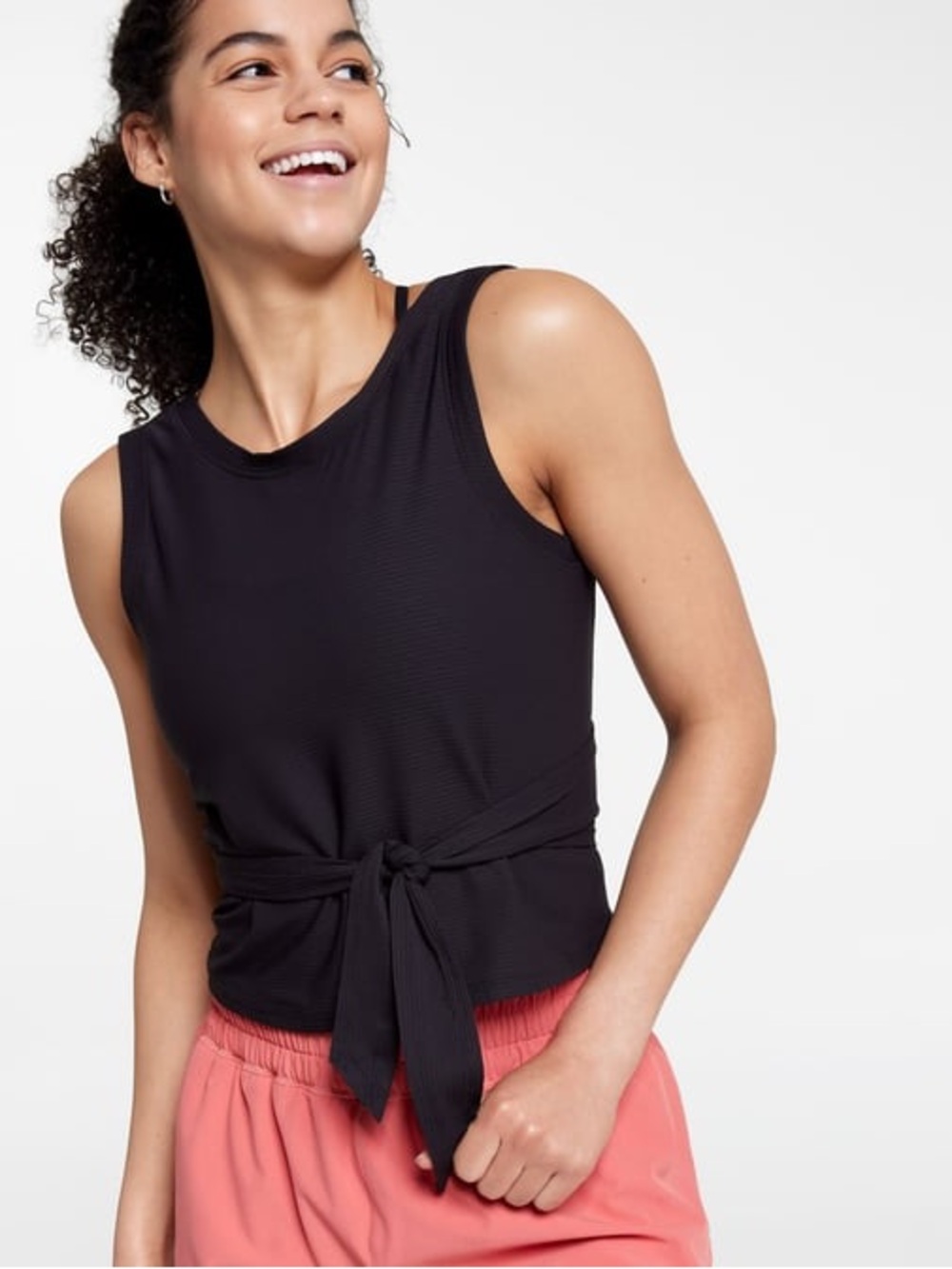 NWT Calia Women's Crop Wrap & Tie Pure Black Tank Top M
